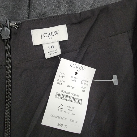 NWT J.Crew Black Faux Leather Pencil Skirt - Picture 2 of 3